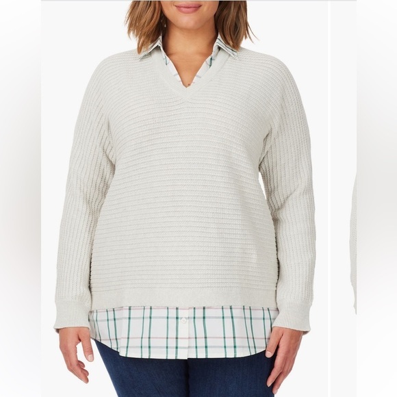 Foxcroft Tops - Foxcroft NYC Collared Sweater Top Women’s Size 2X